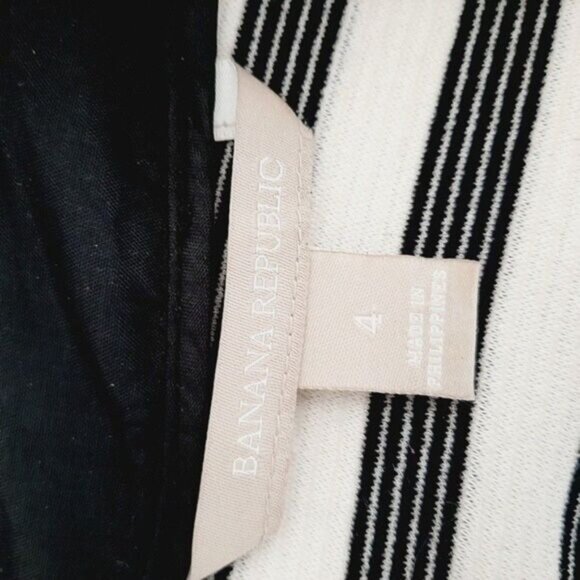 BANANA REPUBLIC Fit & Flare Stripped Mini Dress B&W Sz 4 - Picture 10 of 11